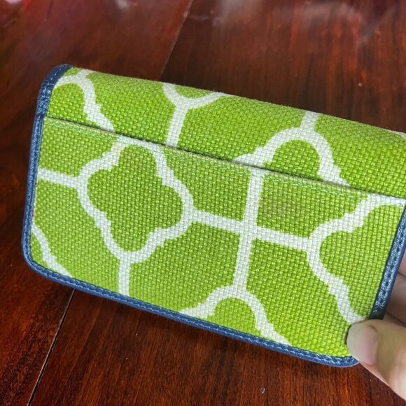 Spartina 449 Green & Blue Canvas Wallet With Multiple‎ Card Slots And ID Window - Picture 6 of 7